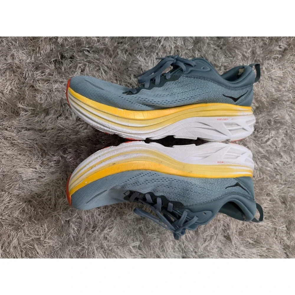 Hoka‎ Bondi 8 Wide Mens Running Shoes Blue Yellow 1127952 S17-251 Size 9 2E